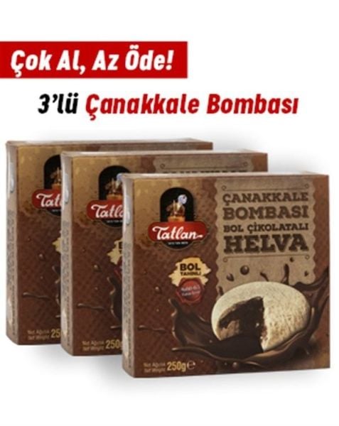 3'lü Çikolatalı Çanakkale Bombası