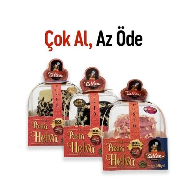 Tatlan 3'lü Pasta Helva (Frambuazlı, Bitter Çikolatalı, Beyaz Çikolatalı)
