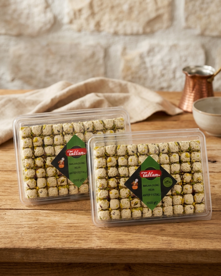 Tatlan Antep Fıstıklı Mini Baklava Dilimli Helva 1kg