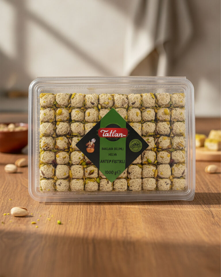 Tatlan Antep Fıstıklı Mini Baklava Dilimli Helva 1kg