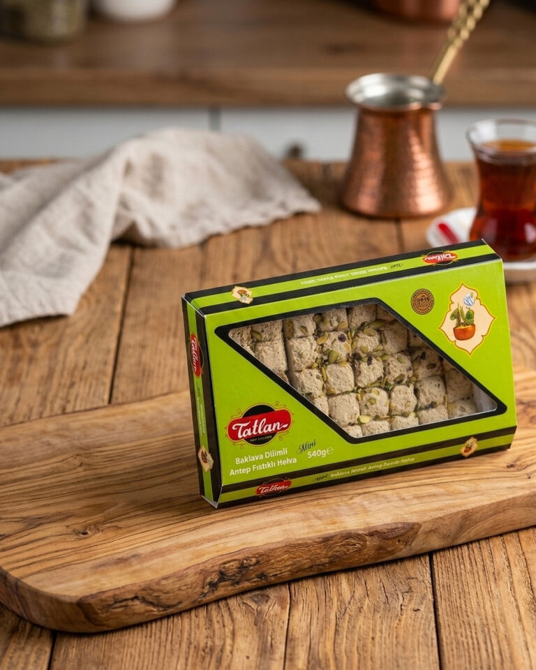 Antep Fıstıklı Mini Baklava Dilimli Helva 540gr