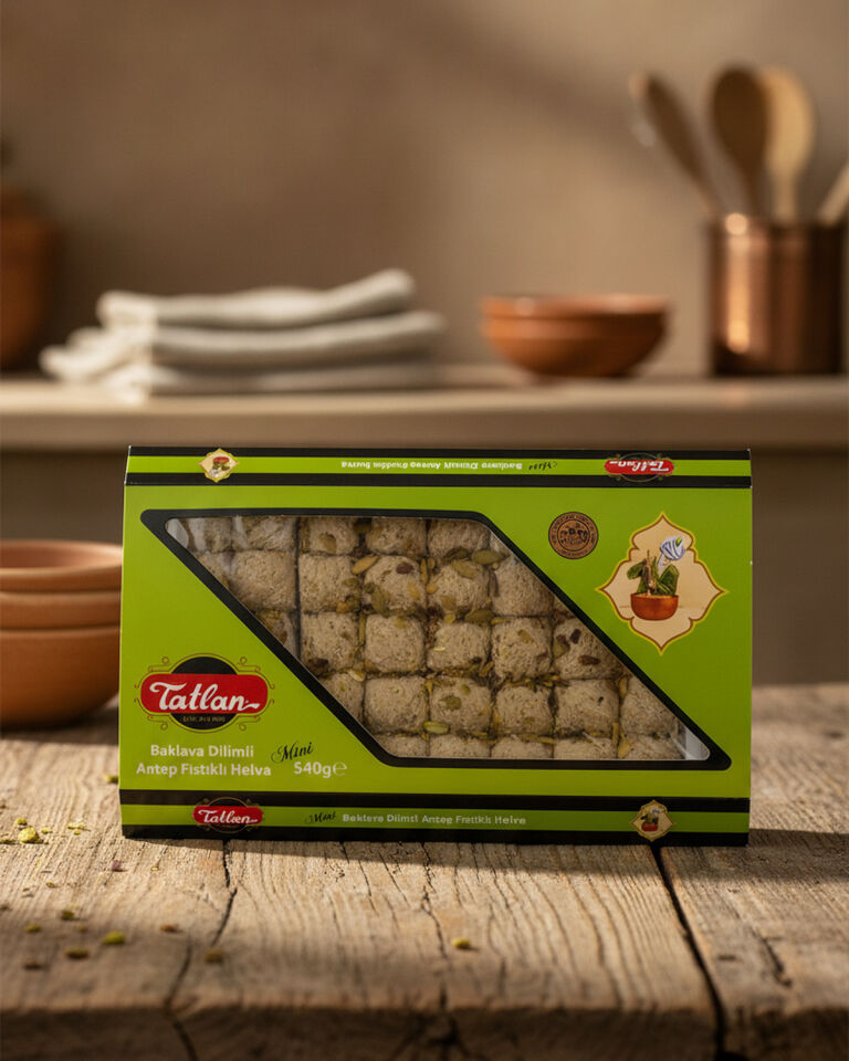 Antep Fıstıklı Mini Baklava Dilimli Helva 540gr