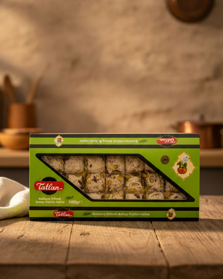 Antep Fıstıklı Mini Baklava Dilimli Helva 300gr