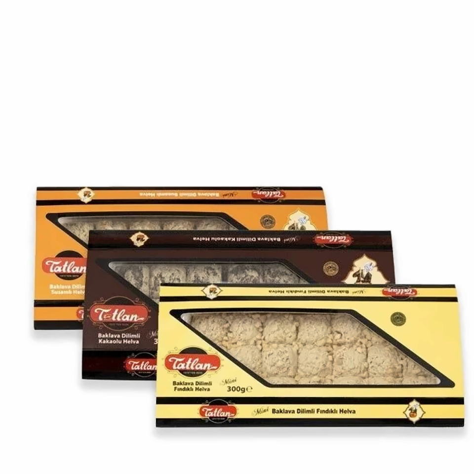 Tatlan 3'lü Mini Baklava Dilimli Helva 300 gr  (Fındıklı, Kakaolu, Susamlı)
